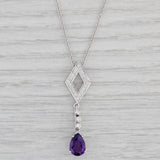 1.61ctw Amethyst Diamond Pendant Necklace 14k Gold 17" Cable Chain Necklace