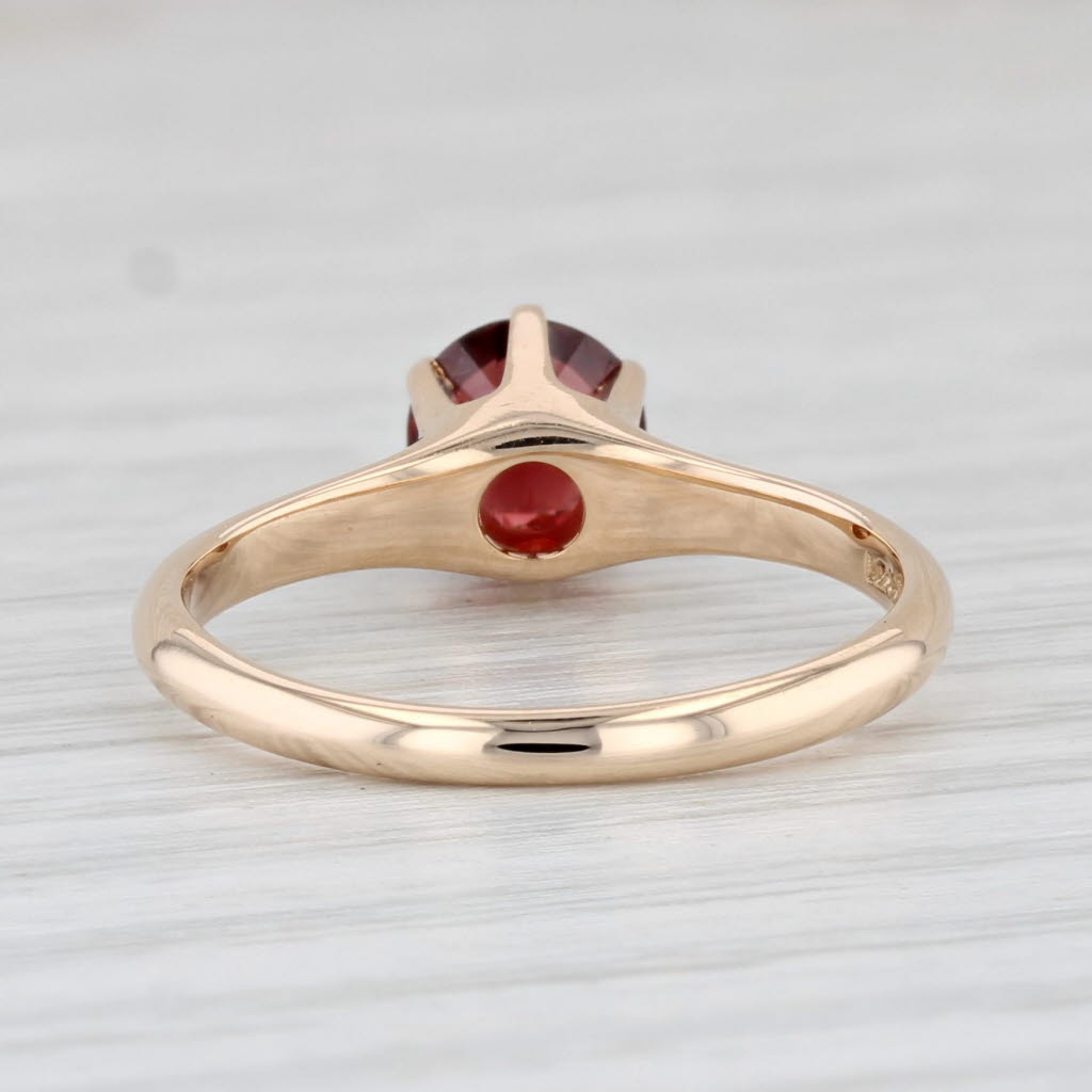 Light Gray Antique Round Garnet Solitaire Ring 14k Yellow Gold Size 6.25