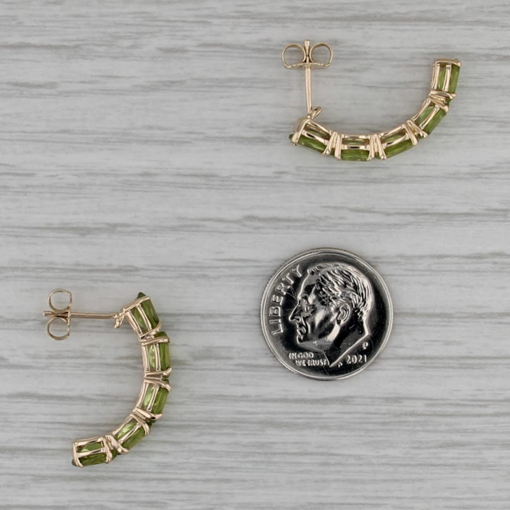 5ctw Peridot Journey Half Hoop Earrings 14k Yellow Gold Drops
