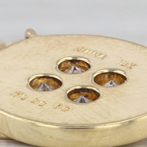 0.16ctw Diamond Button Pendant Necklace 18k Yellow Gold 20-22" Cable Chain