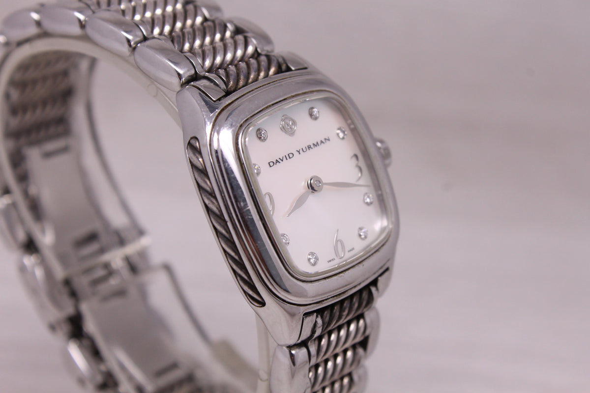 David Yurman Thoroughbred 25mm Steel Ladies Watch MOP Diamond Dial T304-XSST