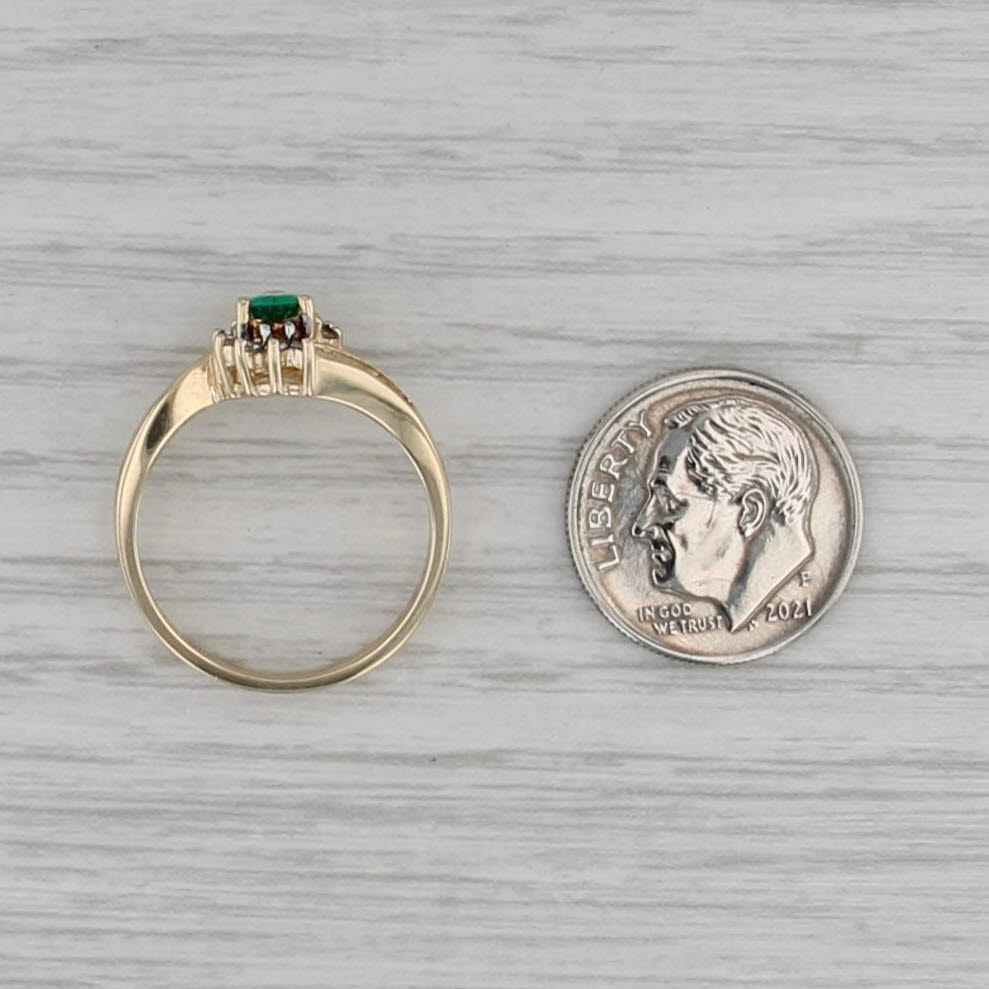 0.45ctw Lab Created Emerald Diamond Halo Bypass Ring 14k Yellow Gold