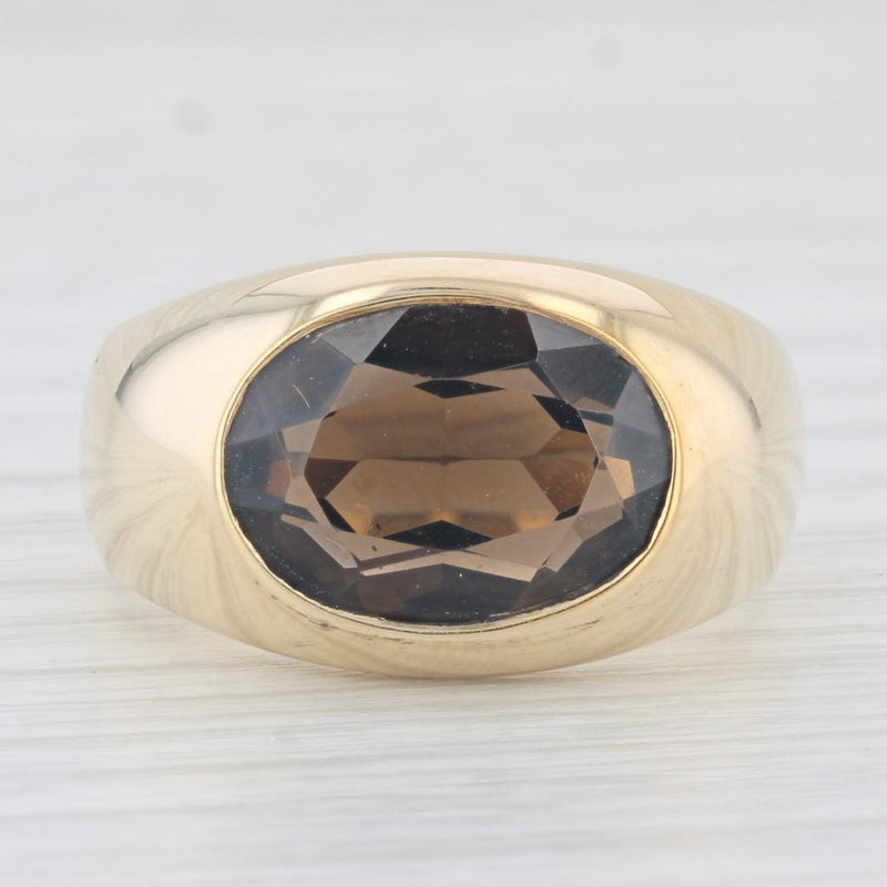 4.85ct Oval Smoky Quartz Solitaire Ring 10k Yellow Gold Size 8 AS IS