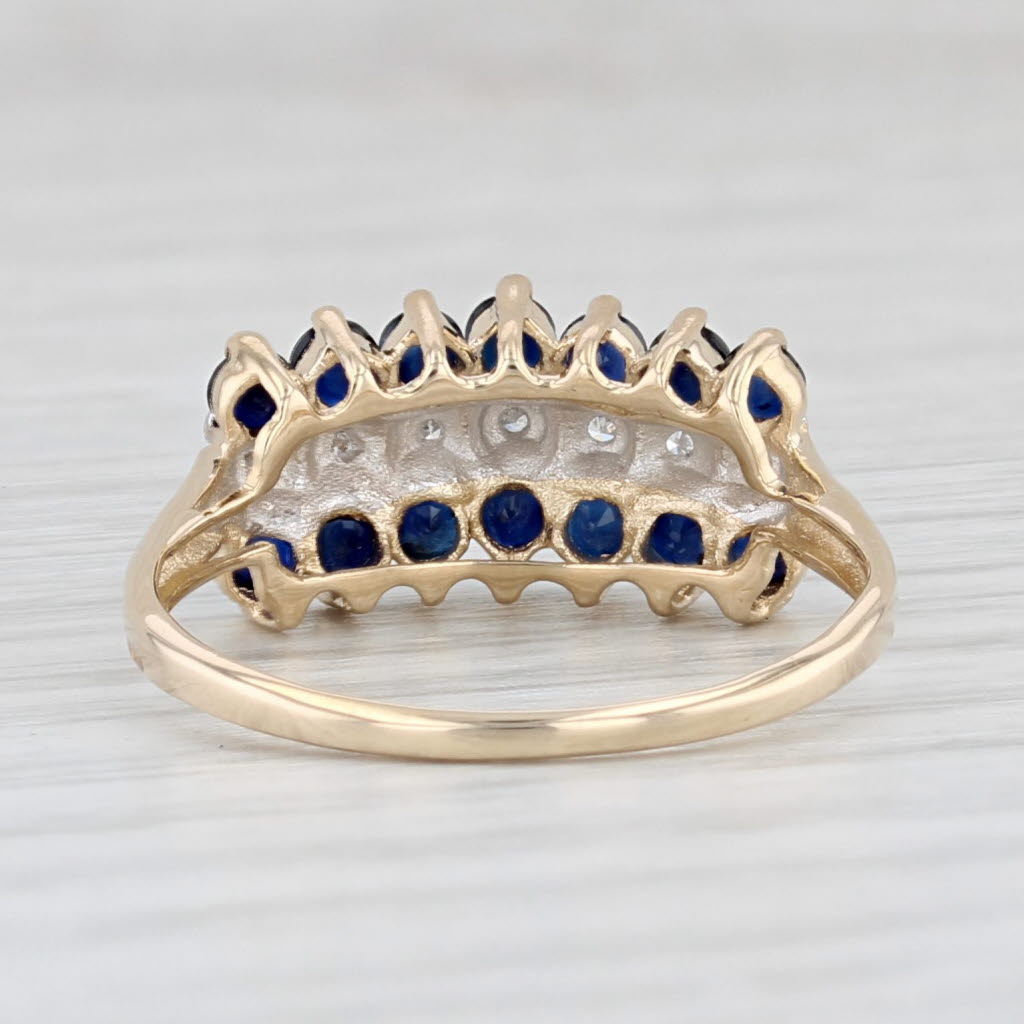 Light Gray 0.88ctw Blue Sapphire Diamond Tiered Pyramid Ring 10k Yellow Gold Size 7.25