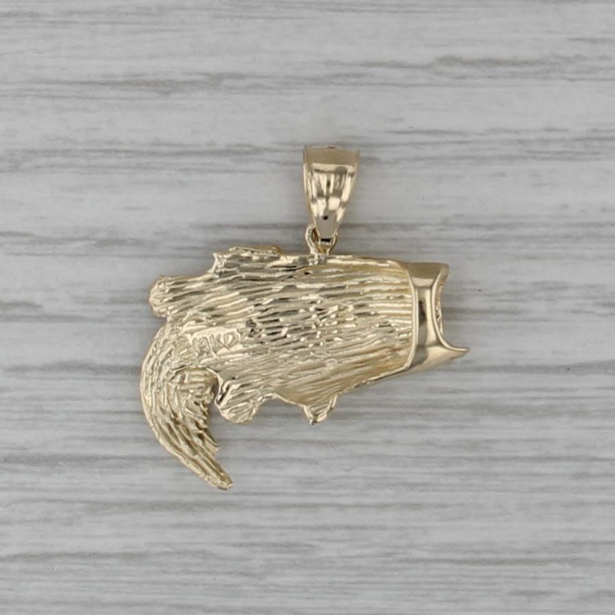 Detailed Fish Pendant 14k Yellow Gold Nautical Gift Fisherman