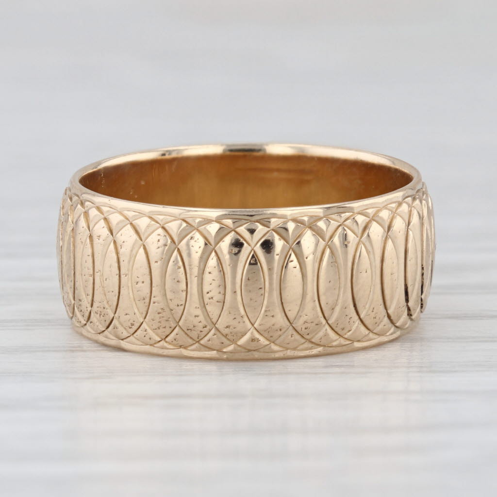 Circle Patterned Ring 14k Yellow Gold Band Size 7