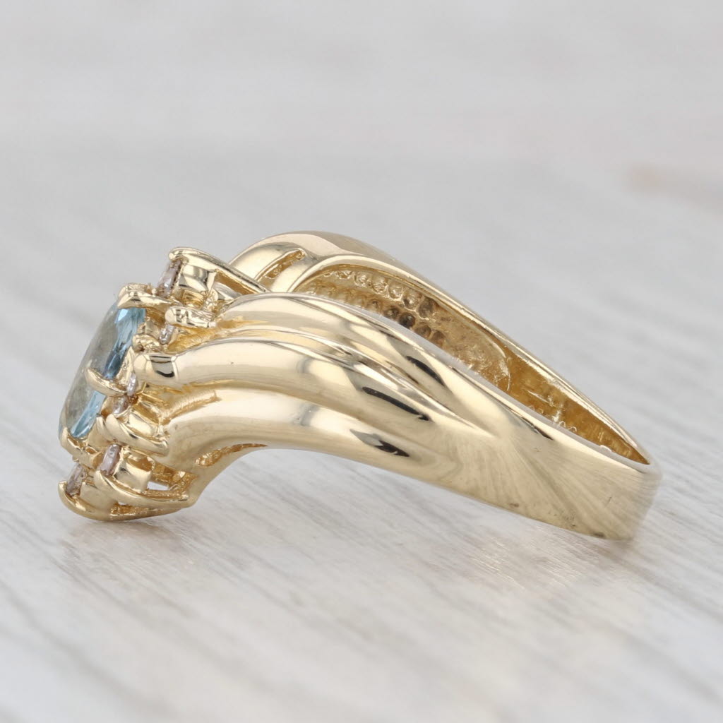 Light Gray 0.45ctw Marquise Aquamarine Diamond Ring 14k Yellow Gold Size 5.5