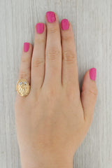 Tan Diamond Mother & Child Star Signet Ring 14k Yellow Gold Size 6.75