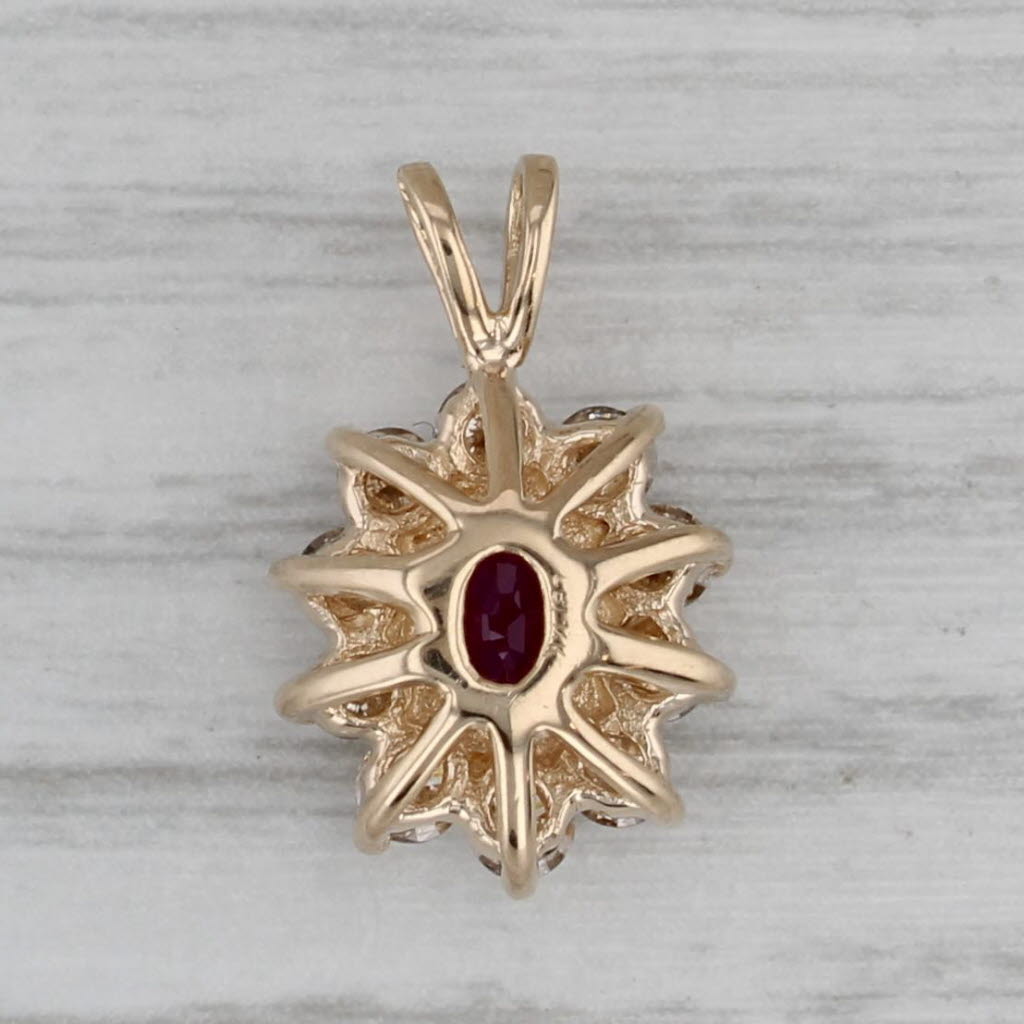 Gray 1ctw Ruby Diamond Halo Pendant 14k Yellow Gold