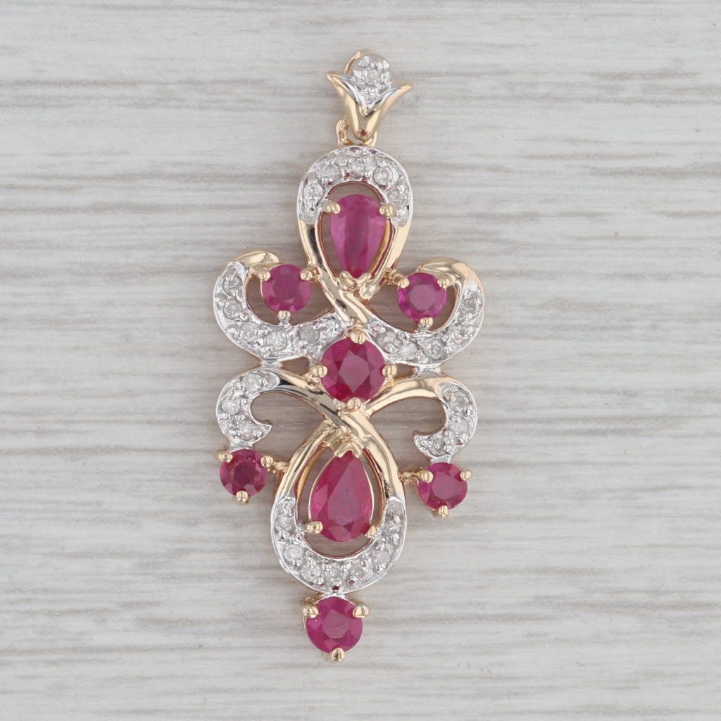 Gray 2.05ctw Ruby Diamond Pendant 14k Yellow Gold