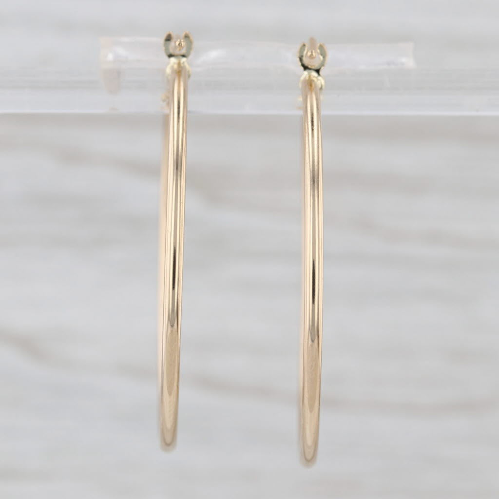 Thin Round Hoop Earrings 18k Yellow Gold Snap Top Hoops 33.7 x 1.5mm