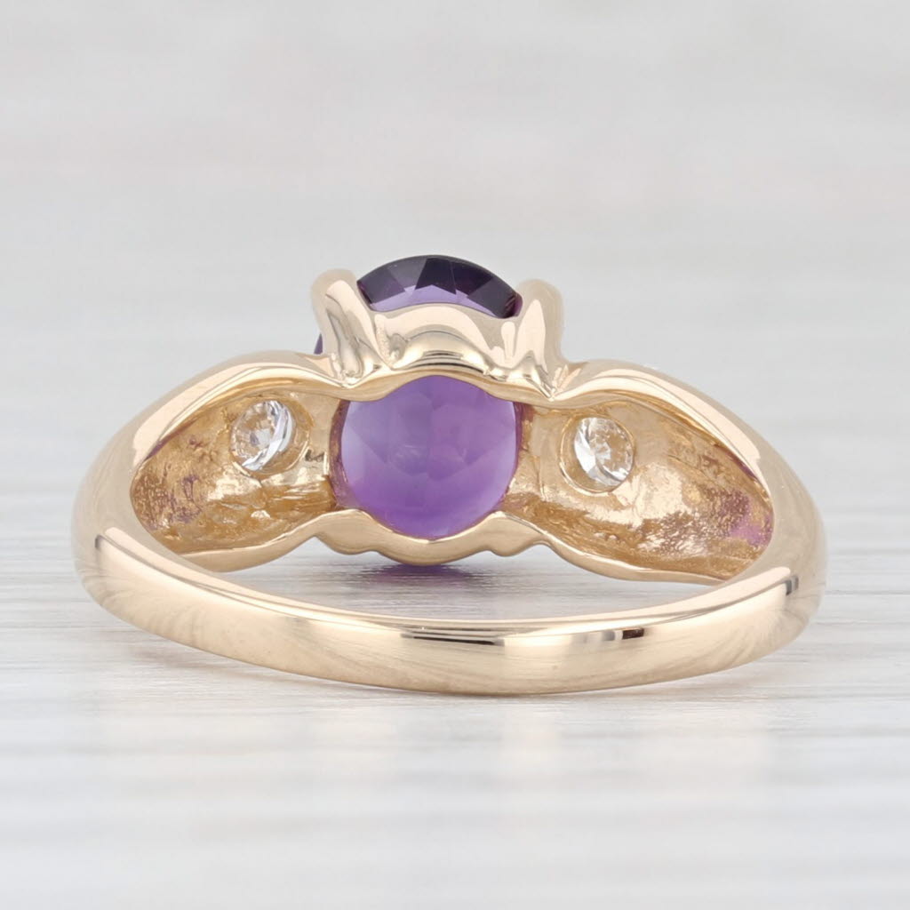 Light Gray 1.66ctw Oval Amethyst Diamond Ring 14k Yellow Gold Size 7.25