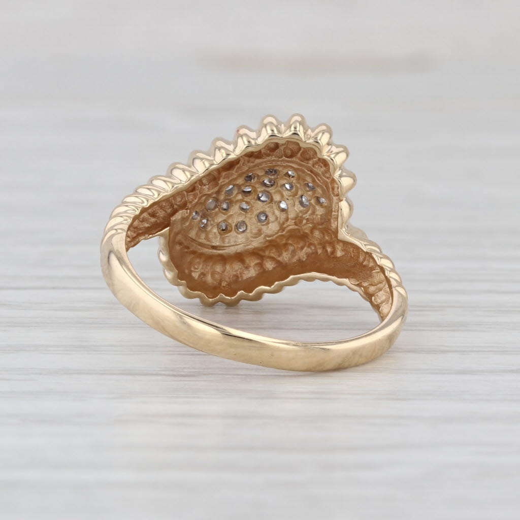 0.23ctw Diamond Cluster Bypass Ring 14k Yellwo White Gold Size 8