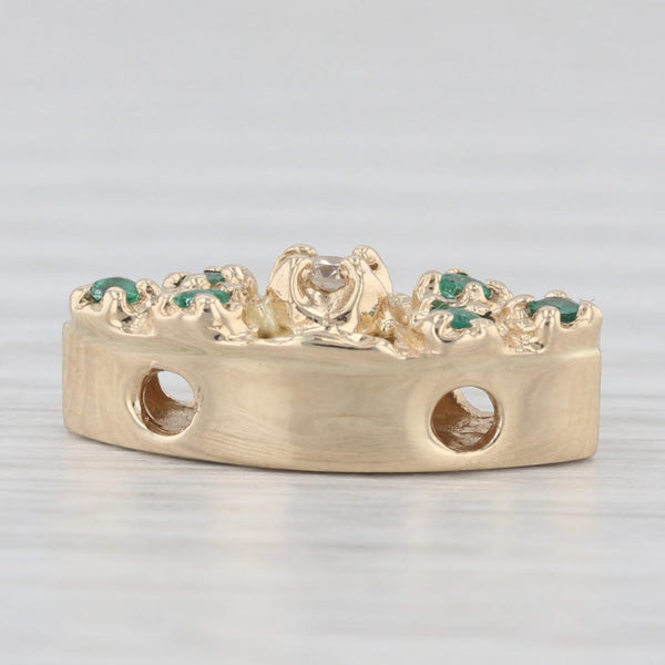 Light Gray Richard Klein 0.12ctw Emerald Diamond Slide Bracelet Charm 14k Gold Vintage