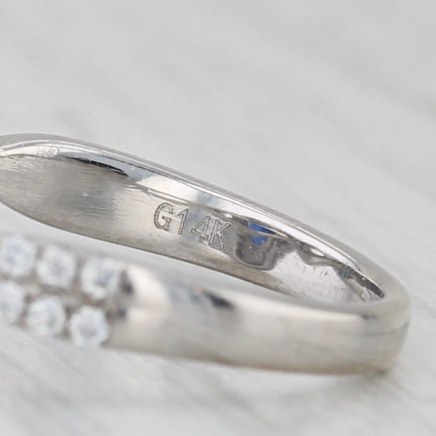 Gray Shimmering Rayed Hearts Ring 14k White Gold Size 6.25 Stackable