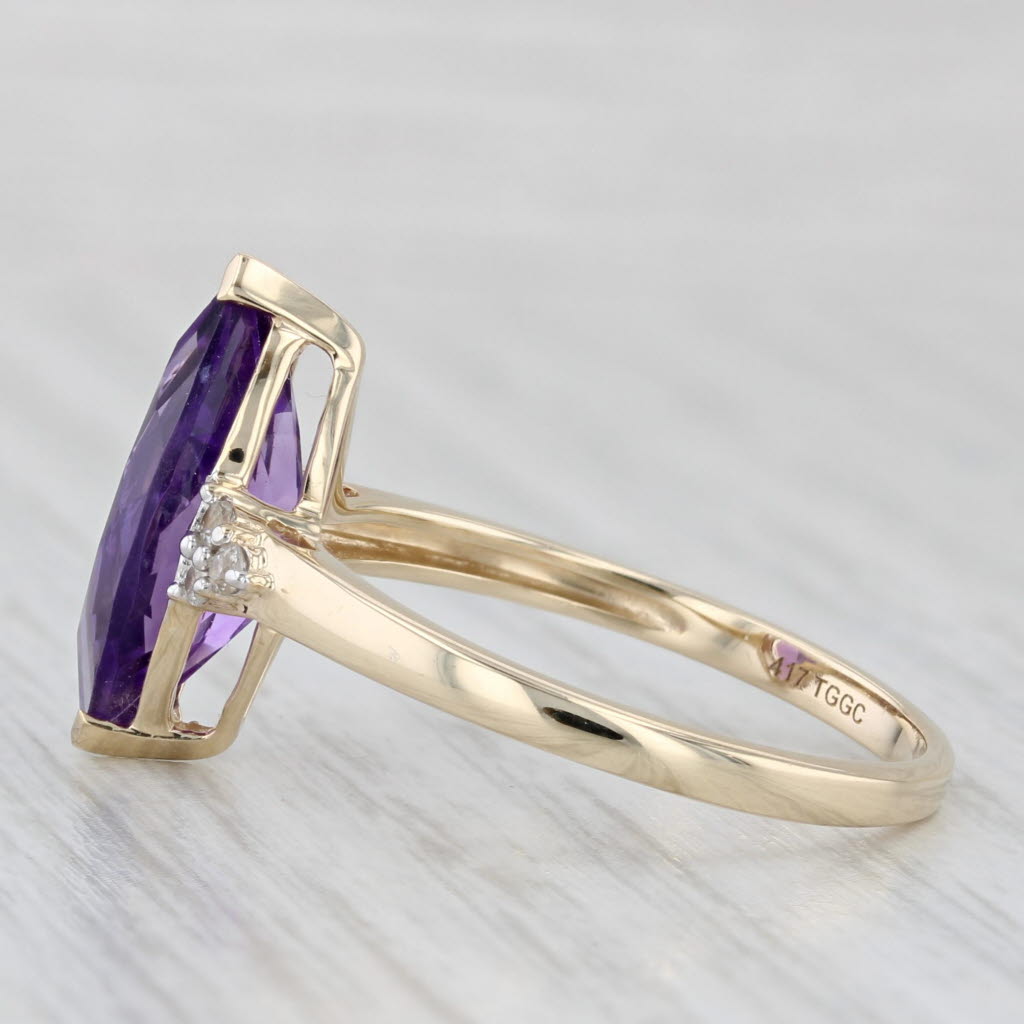 Light Gray 3.02ctw Amethyst Zircon Ring 10k Yellow Gold Size 9