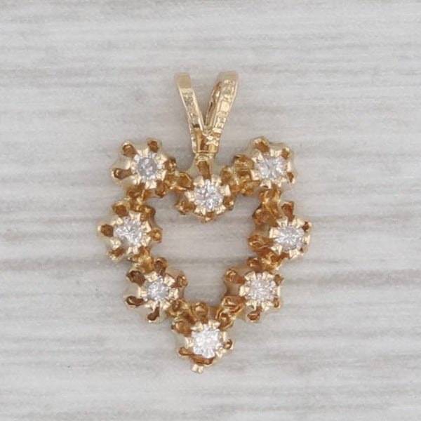 Small Diamond Open Heart Pendant 14k Yellow Gold