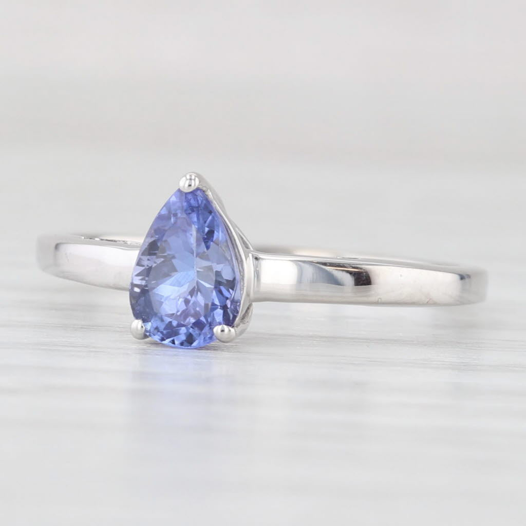 Light Gray 0.74ct Pear Tanzanite Solitaire Ring 10k Gold Size 7 COA Jacque Christie