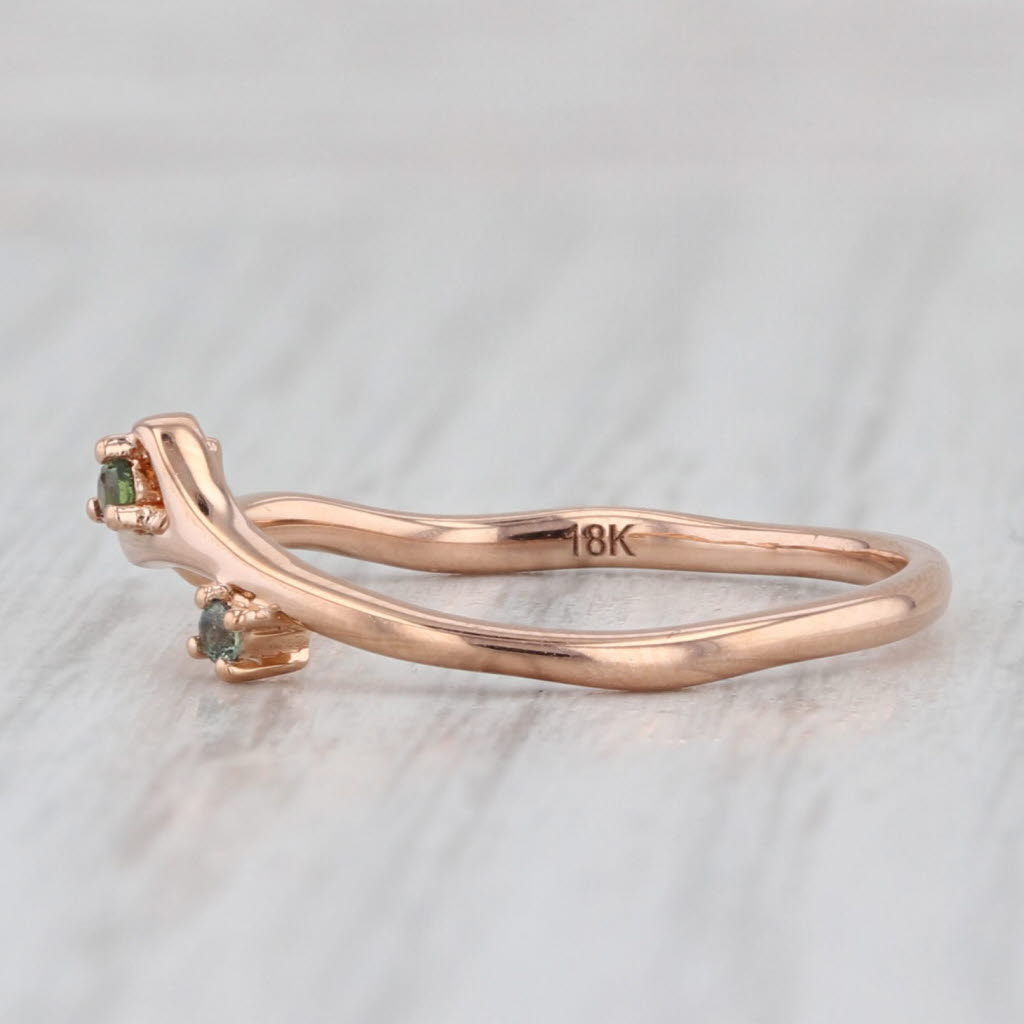 Green Sapphire Ring 18k Rose Gold Size 6.5 Stackable Contoured Wedding Band