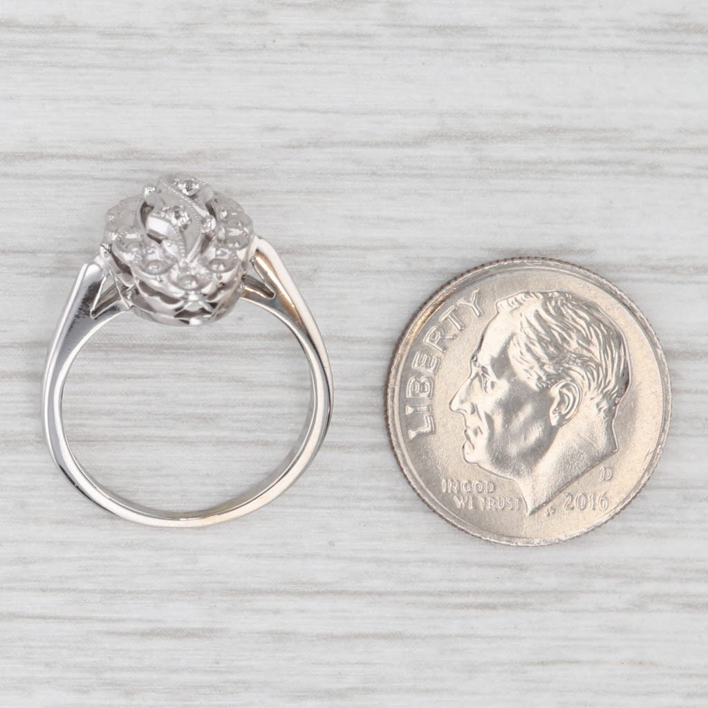 Light Gray Vintage Princess Diamond Ring 10k White Gold Size 4.5 Marquise Shape