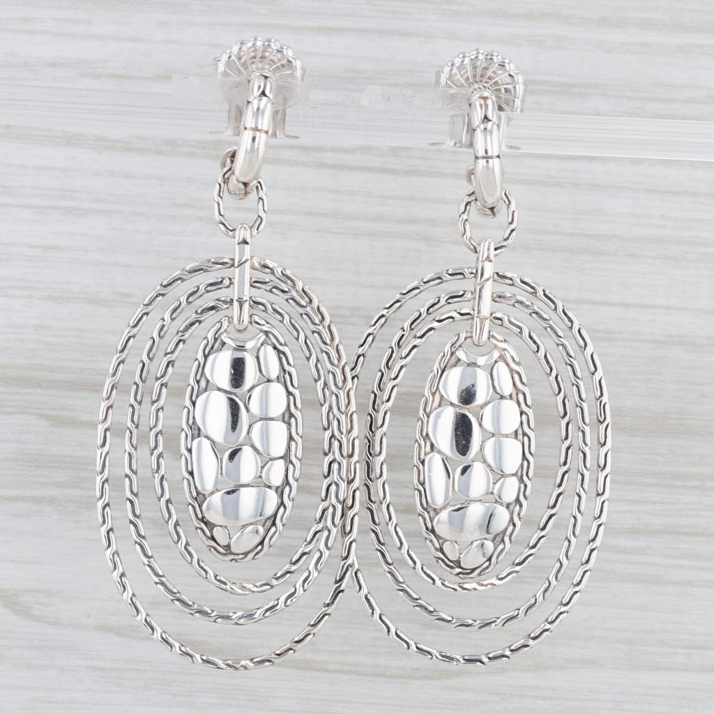 Light Gray John Hardy Kali Zen Statement Earrings Sterling Silver Drops Enhancers