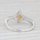 0.50ct Marquise Orange Citrine Diamond Ring 10k White Gold Size 8