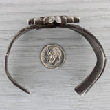 Dark Gray Southwestern Taos Cuff Bracelet Sterling Silver Cross Vintage Statement 7"