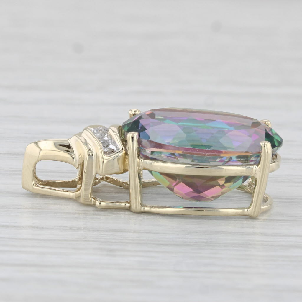 Light Gray 12.42ctw Mystic Topaz Diamond Pendant 10k Yellow Gold