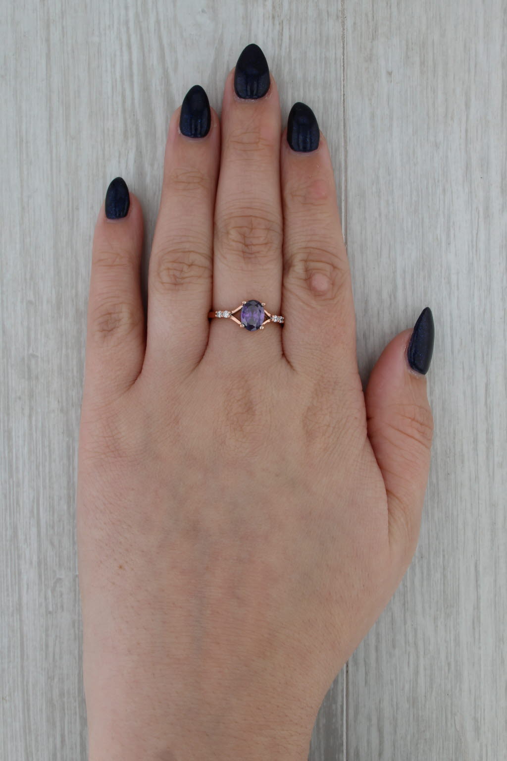 1.96ctw Purple White Cubic Zirconia Ring 14k Rose Gold Size 8