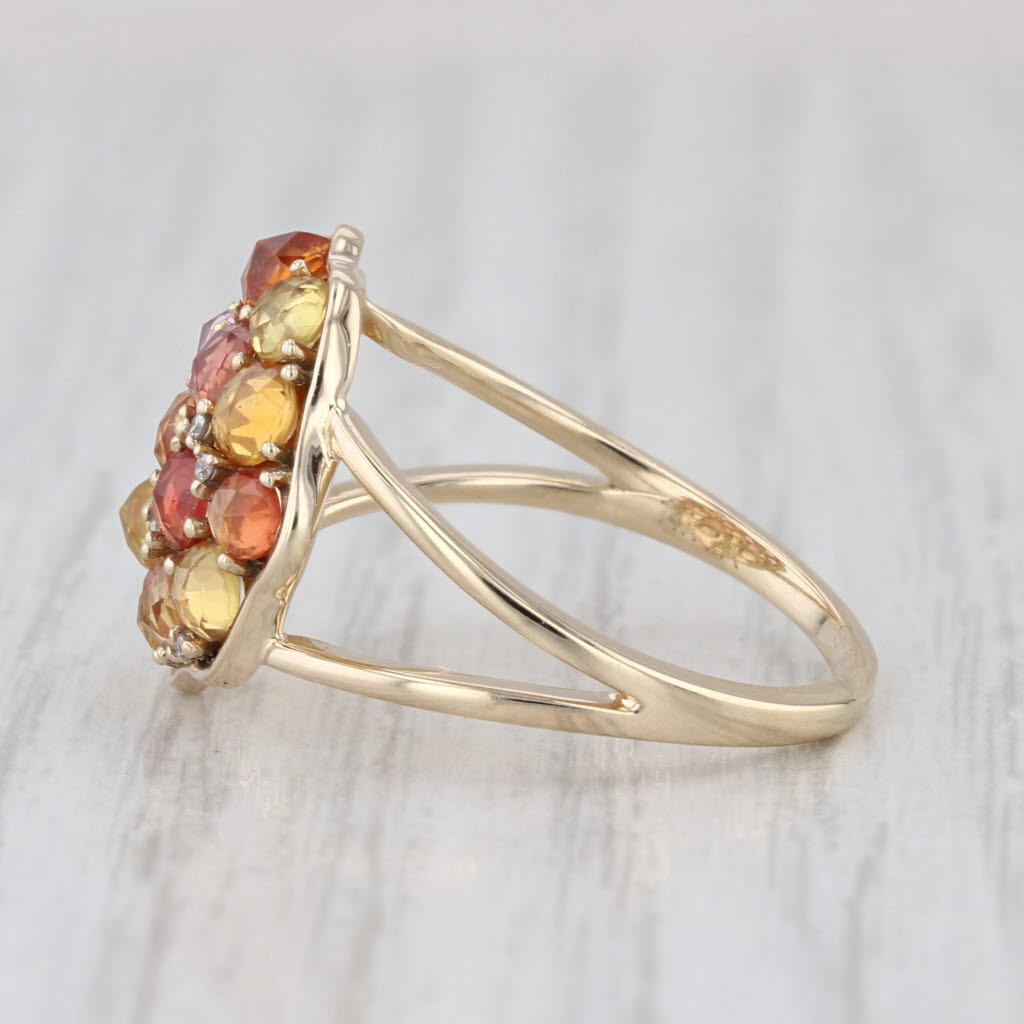 1.69ctw Multi-Color Sapphire Diamond Cluster Ring 14k Yellow Gold Size 7.75