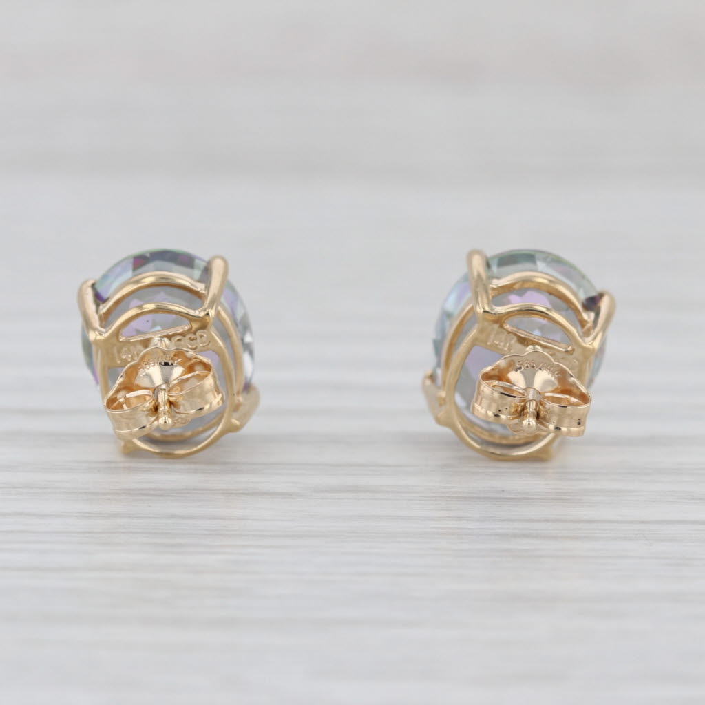8.20ctw Oval Mystic Topaz Stud Earrings 14k Yellow Gold Solitaire Studs