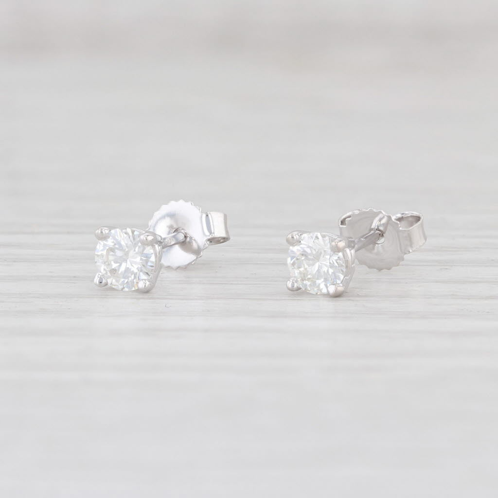 Light Gray 0.42ctw Diamond Stud Earrings 14k White Gold Round Brilliant Solitaire Studs