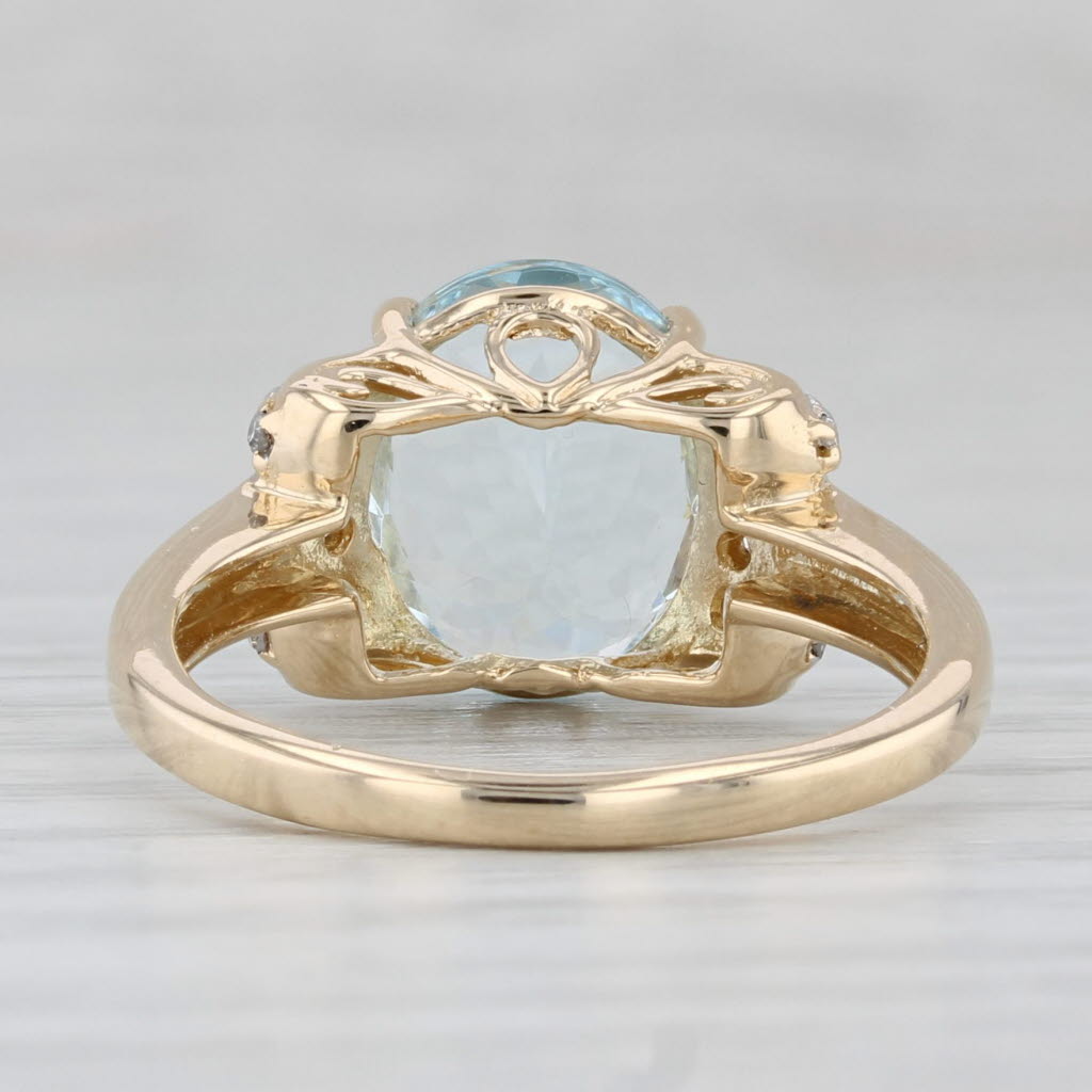 Light Gray 3.39ctw Oval Aquamarine Diamond Ring 14k Yellow Gold Size 7.25