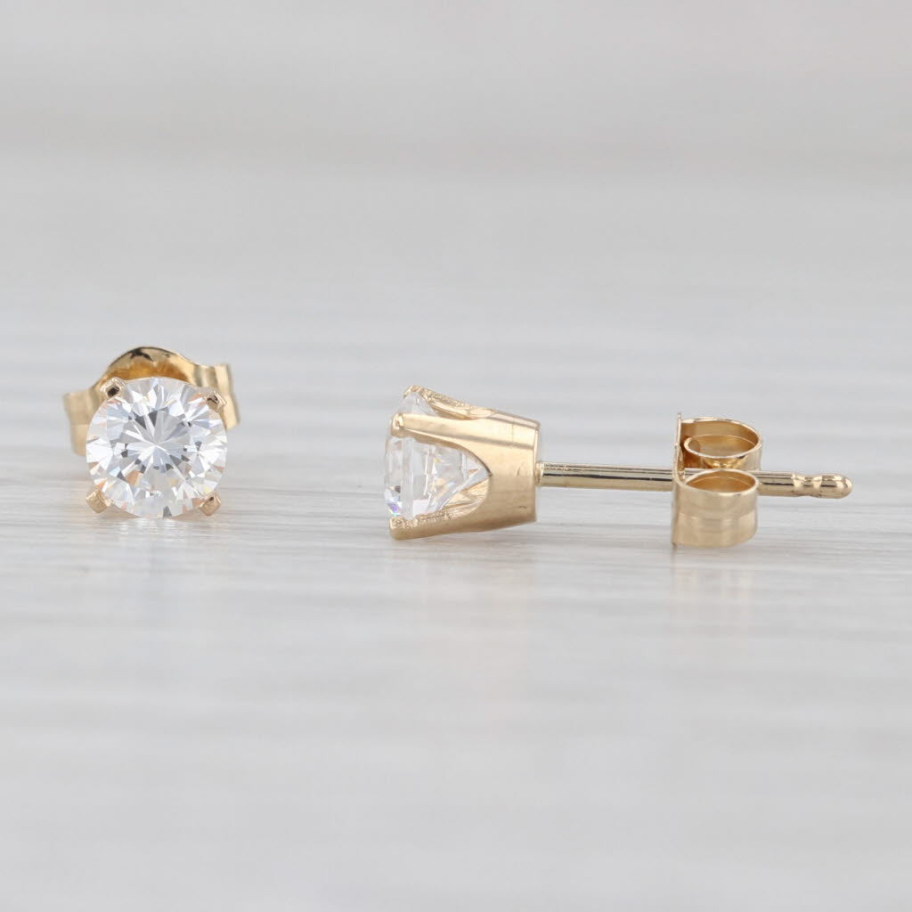 Light Gray 0.52ctw Cubic Zirconia Stud Earrings 14k Yellow Gold Round Solitaire Studs