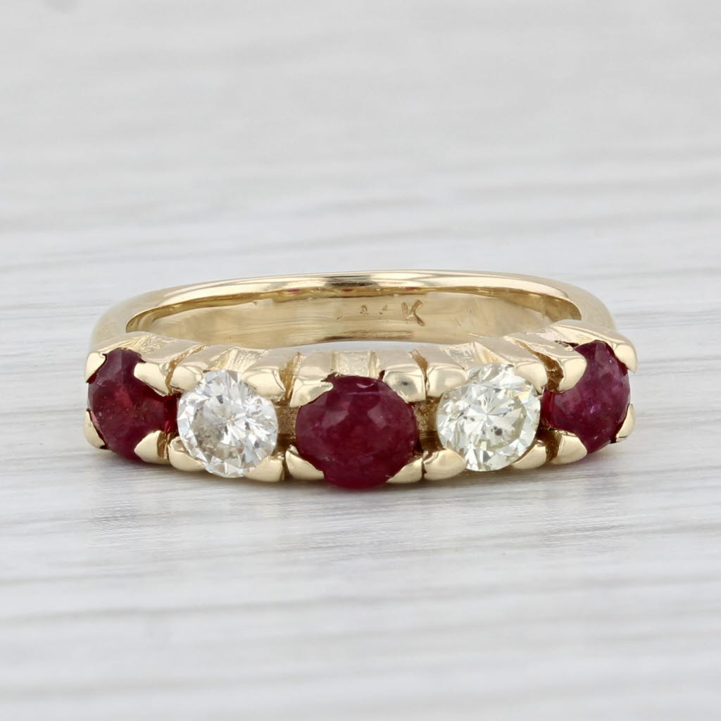 Light Gray 0.85ctw Ruby Diamond Ring 14k Yellow Gold Size 2.75 Stackable