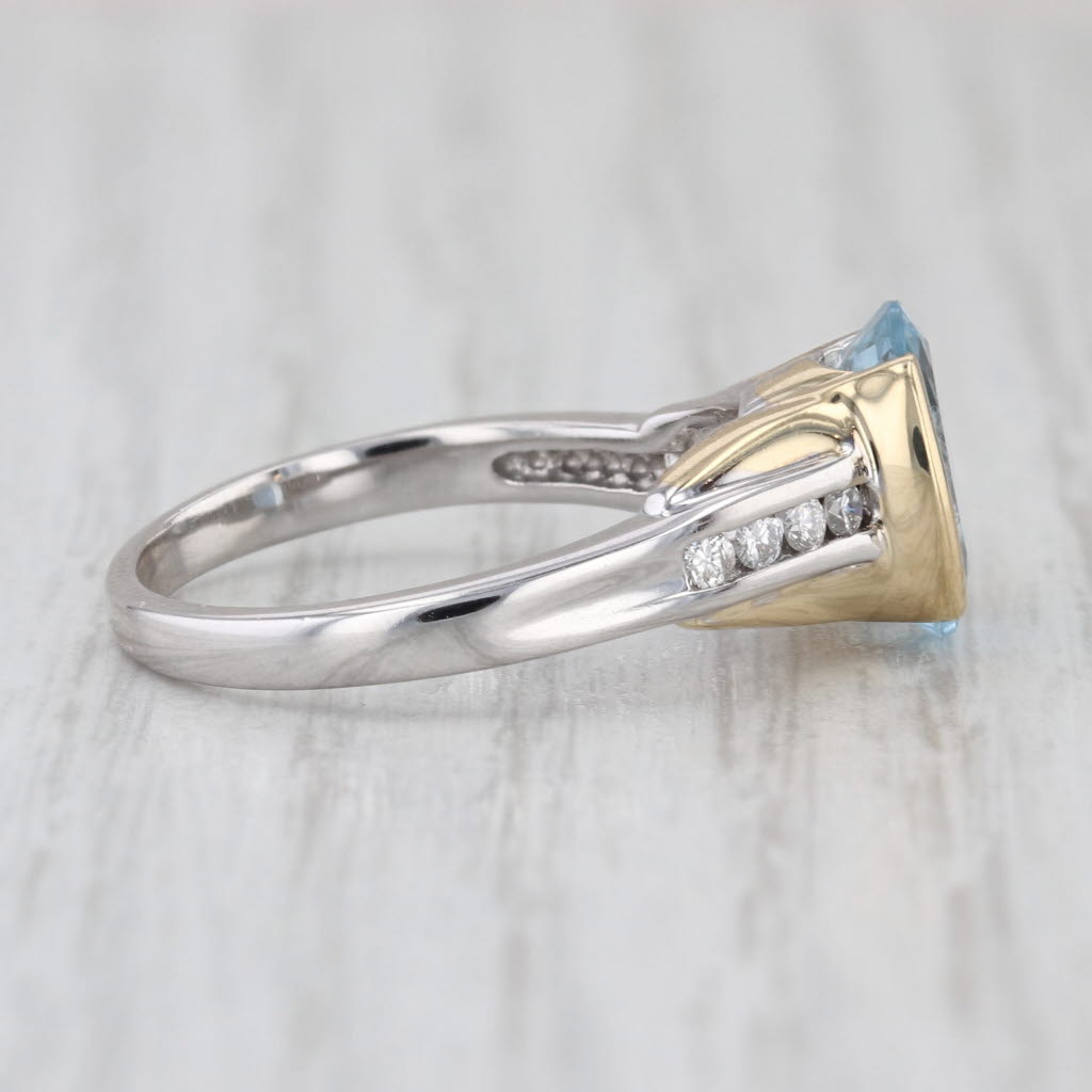 2.56ctw Oval Aquamarine Diamond Ring 14k Yellow White Gold Size 7.75