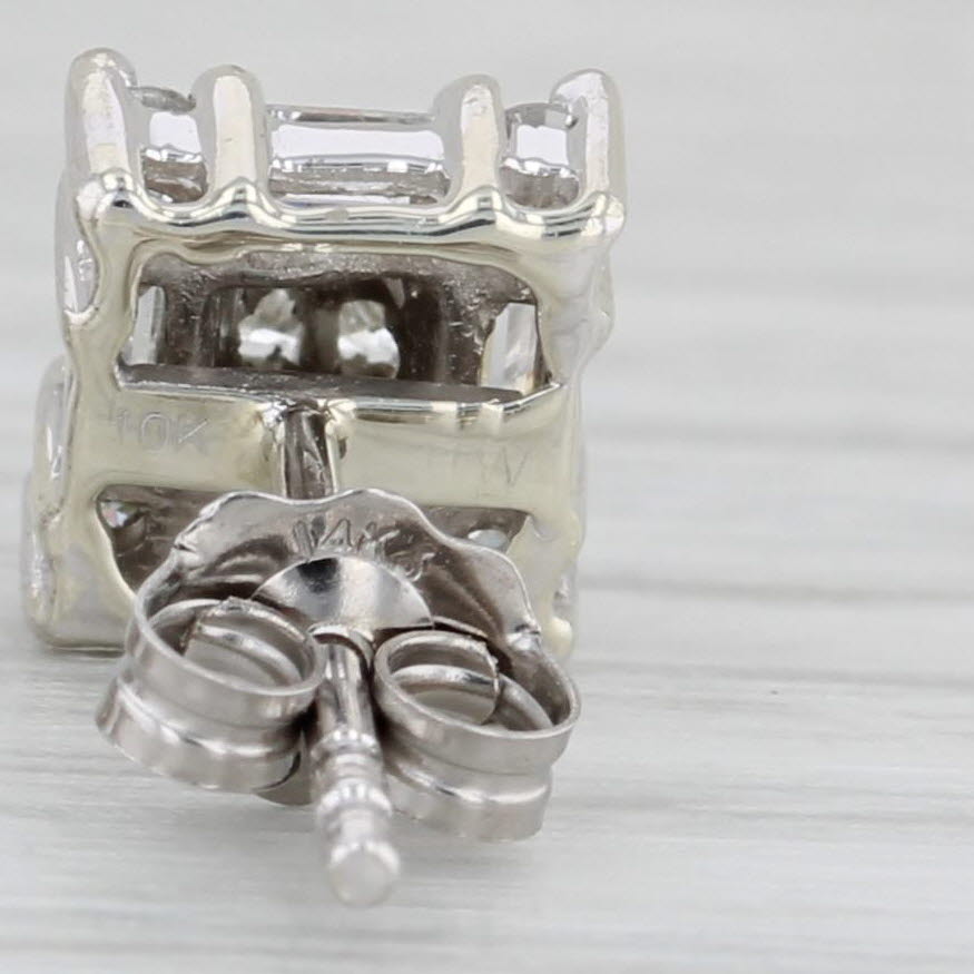Gray 0.42ctw Princess Halo Stud Earrings 14k White Gold