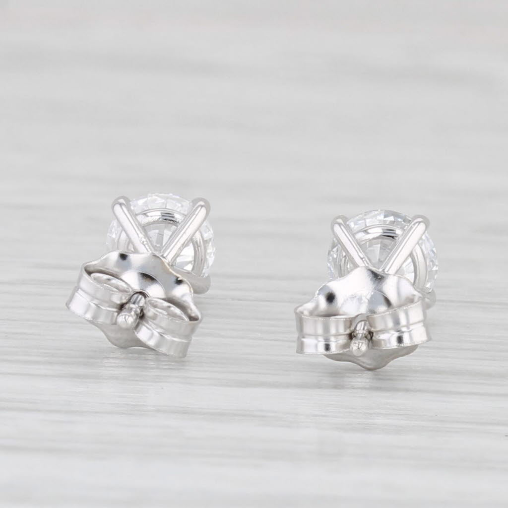 Light Gray New 0.80ctw Lab Created Diamond Stud Earrings 14k White Gold Round Solitaires