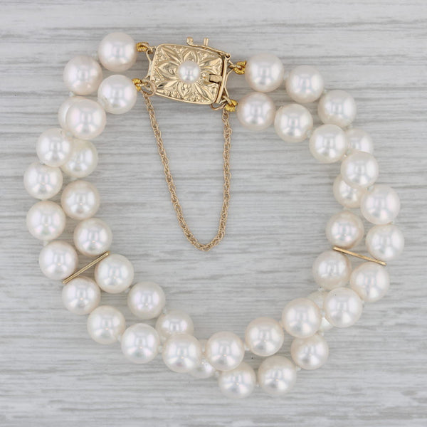 Mikimoto Cultured Pearl Strand Bracelet 18k Yellow Gold 6.5"