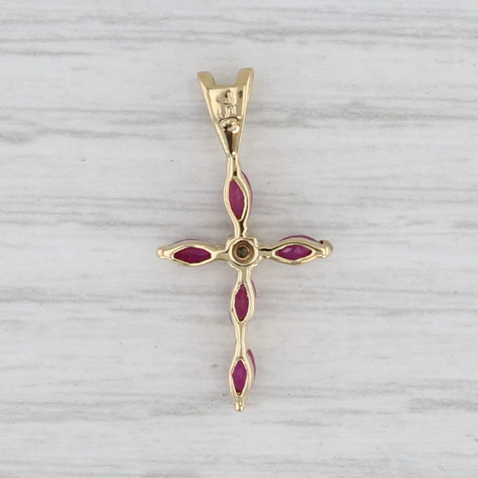 Light Gray 0.25ctw Ruby Cross Pendant 18k Yellow Gold Diamond Accent