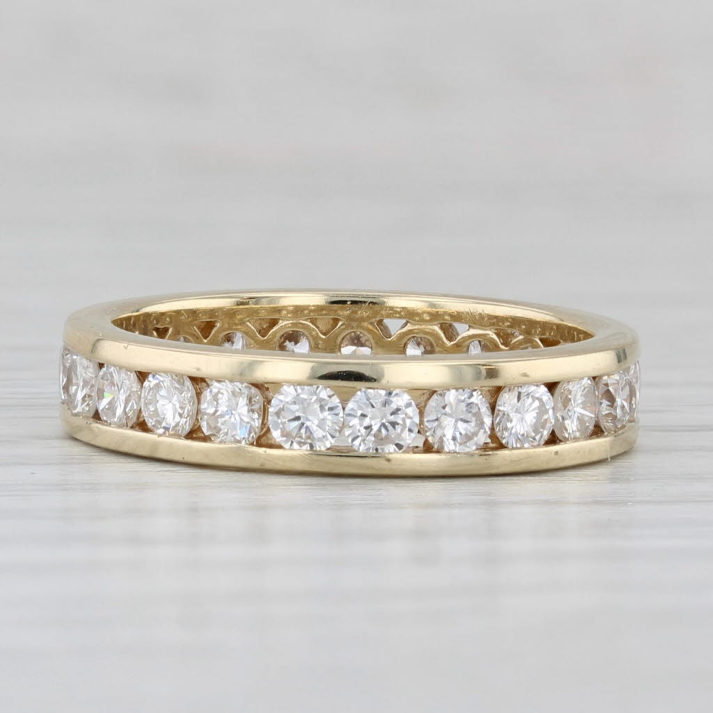 Light Gray 1.48ctw Diamond Eternity Wedding Band 14k Yellow Gold Stackable Ring Anniversary