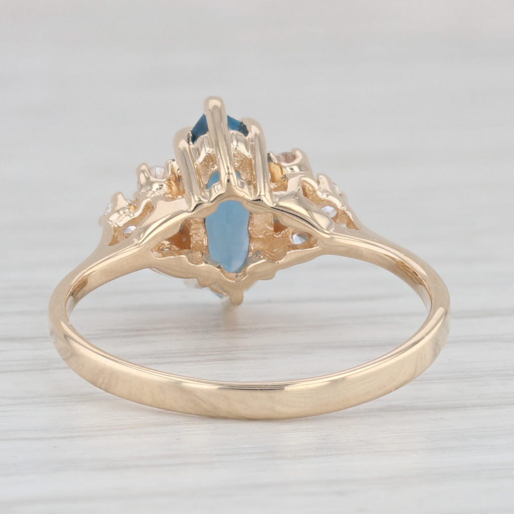 Light Gray 1.39ctw Marquise London Blue Topaz Diamond Ring 14k Yellow Gold Size 6.5