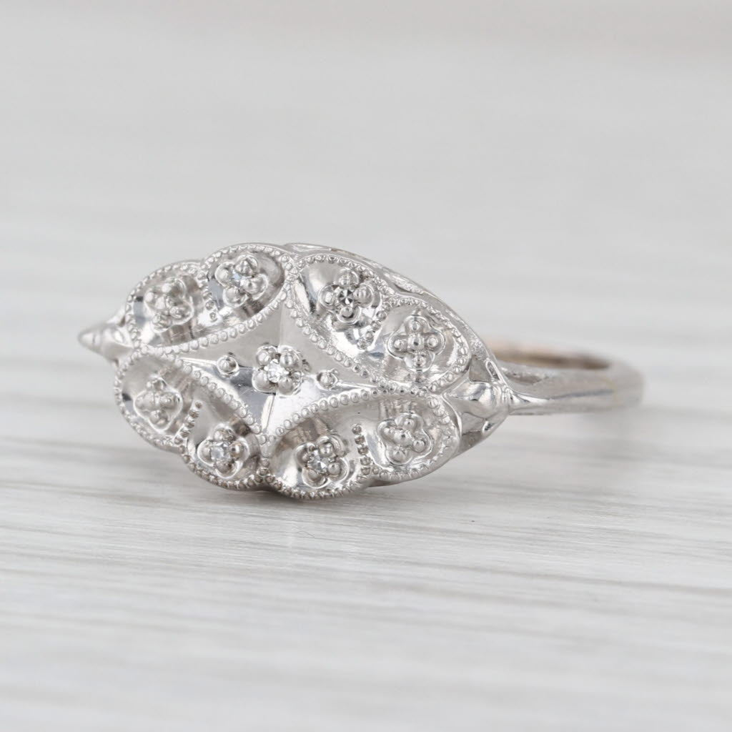 Vintage Diamond Princess Ring 10k White Gold Size 6.25