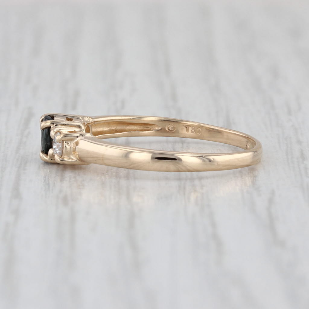 0.55ctw Blue Sapphire Diamond Ring 14k Yellow Gold Size 8