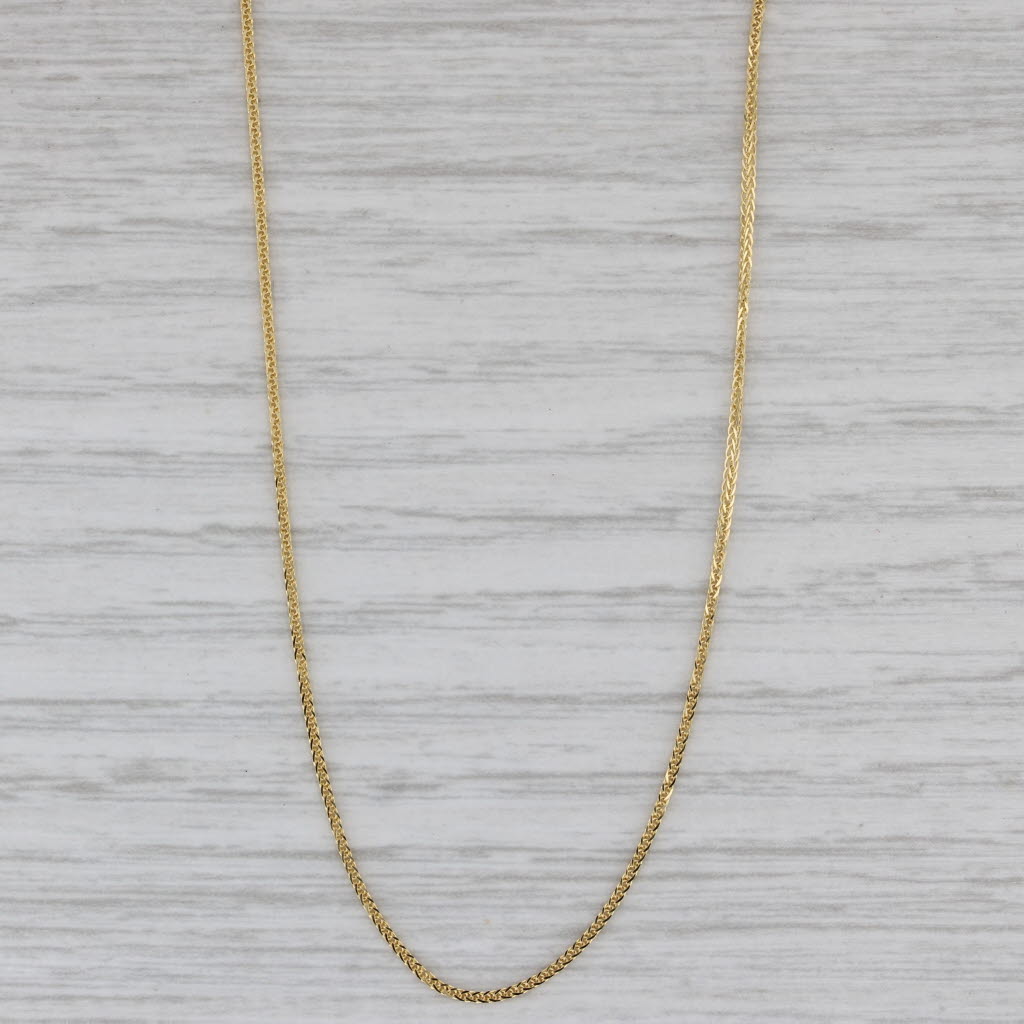 Gray New Wheat Chain Necklace 14k Yellow Gold 18" 0.6mm