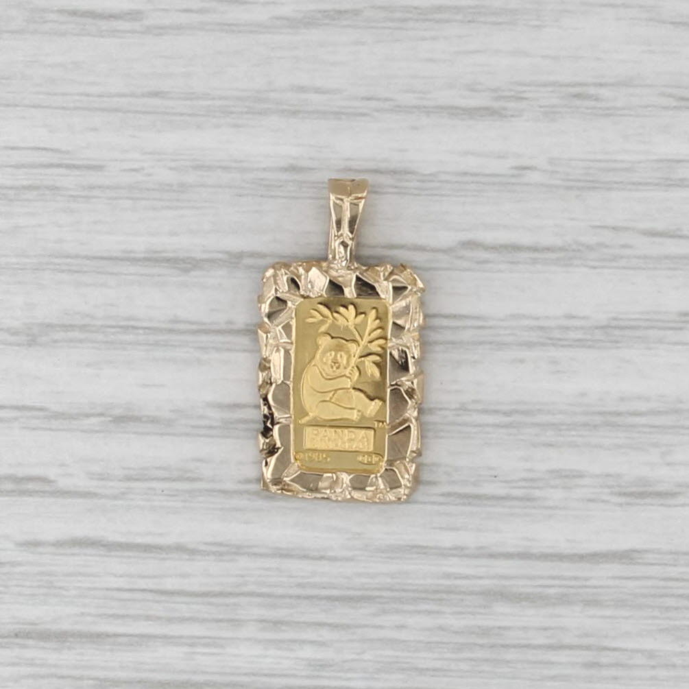 Credit Suisse Fine Gold Panda Mini 1 Gram Pendant 999 14k Yellow Gold Bezel