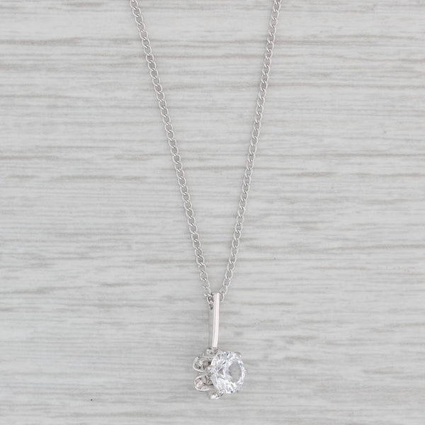 Lab Created Spinel Solitaire Drop Pendant Necklace 14k 10k White Gold 17"