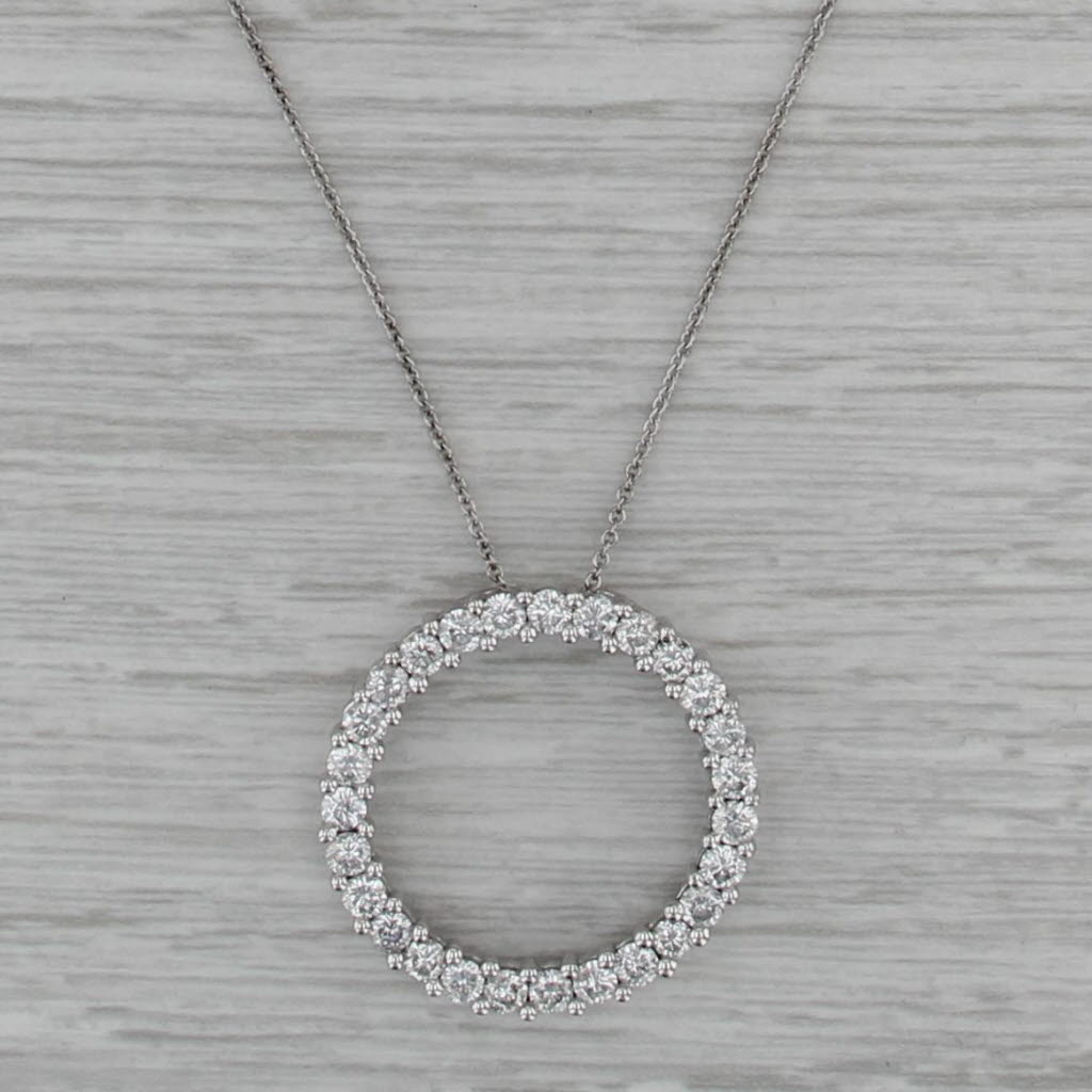 1.83ctw Diamond Eternity Circle Pendant Necklace 14k White Gold 18" Cable Chain