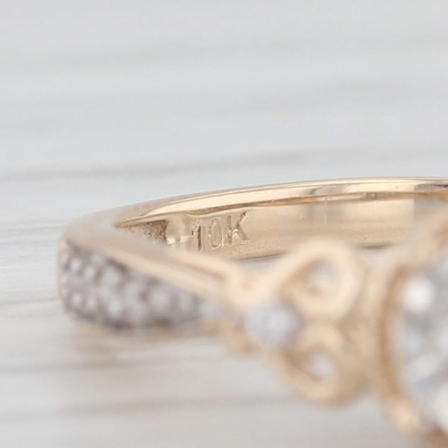 Light Gray Diamond Accented Heart Ring 10k Yellow Gold Size 7 Cathedral Engagement Promise