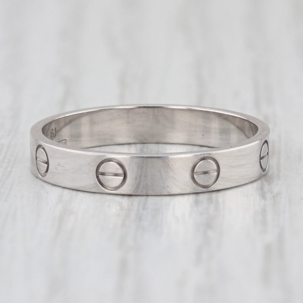 Vintage Cartier Ring 18k White Gold Band Size 9.5 61 Stackable Ring 3.5mm Mini